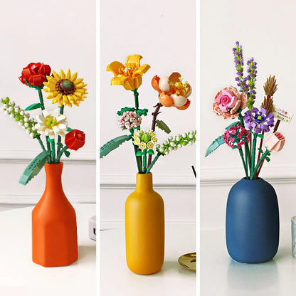 Building Blocks Flower Simulation 3D Model Decoration Gift