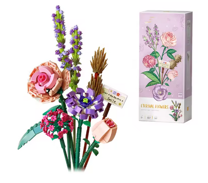 Building Blocks Flower Simulation 3D Model Decoration Gift
