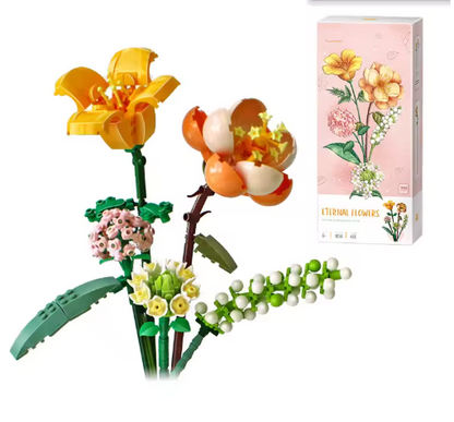 Building Blocks Flower Simulation 3D Model Decoration Gift