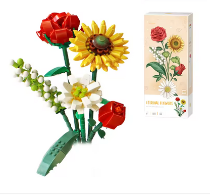 Building Blocks Flower Simulation 3D Model Decoration Gift