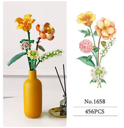 Building Blocks Flower Simulation 3D Model Decoration Gift