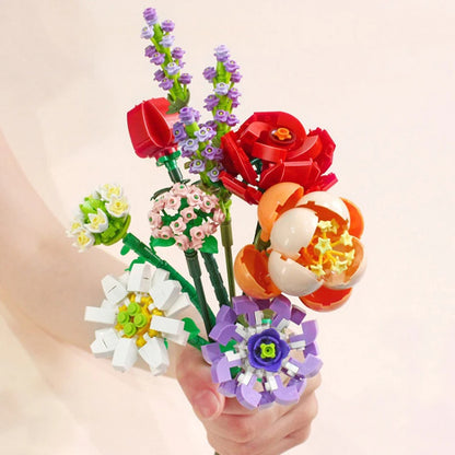 Building Blocks Flower Simulation 3D Model Decoration Gift