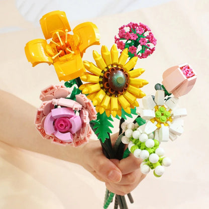 Building Blocks Flower Simulation 3D Model Decoration Gift